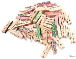 Dailygoods- Wasknijper 100 Stks - Kleurrijk Houten - Foto Clips - Ambachten - Gift Inpakken - Roestvrijstalen Veerdraad - Knijpers — thumbnail 4