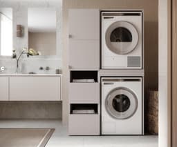 Wasmachinekast - Droger meubel - Ruimte besparen - Uittrekbaar werkblad - 187 x 65 cm - Cappuccino — thumbnail 5