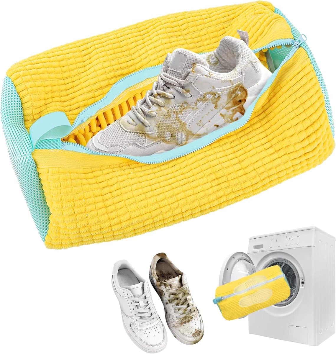 Shoe Wash Bag voor Wasmachine - 1 Stuk met Ritssluiting - Anti-Deform - Lichtgewicht en Draagbaar - Herbruikbaar Wasnet - Waszak voor Sneakers (39 x 19 cm) — afbeelding 1