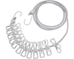 Draagbare Waslijn - Reis Waslijn - Kleding Drogen - Winddicht Antislip - 12 Clips - Wit — afbeelding 1