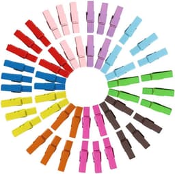 Houten Wasknijpers - Mini Fotoklemmen Papierknijpers - Huisdecoratie Knutselen - Natuurlijk Hout - 3.5 cm - 20 Kleuren — thumbnail 1