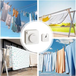 Wand Waslijn - Uittrekbare Lijn - Kleding Drogen - Roestvrij Staal - 4.8 Meter - Wit — thumbnail 5