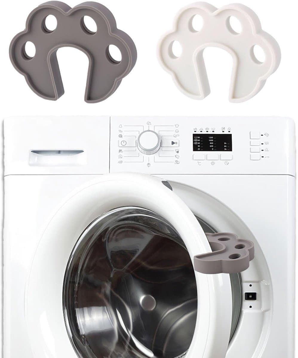 Dailygoods - Dailygoody - Wasmachine Deurstopper - Siliconen Deur Prop - Goede Ventilatie - Wit en Grijs - Ondersteuning voor Wasmachine en Droger - 2 Stuks — afbeelding 1