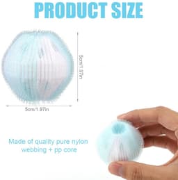 Dailygoods - Huisdierhaarverwijderingsballen - Waspluizenverwijderaar - Herbruikbaar - Blauw en wit - Geschikt voor honden en katten - 12 stuks — thumbnail 4