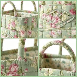 Bloemen Opbergmand - Grote Gewatteerde Opvouwbare Mand met Handvatten - Baby Kledingmand Wasmand Organizer voor Auto, Thuis, Picknick - Meerkleurig - 1 Stuk — thumbnail 3