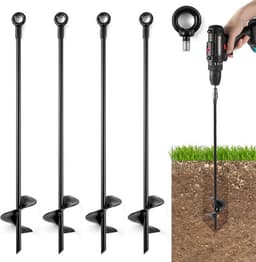 4 stuks 46 cm grondankers voor zware omstandigheden bij harde wind - grondpennen met schroefbevestiging voor stacaravans, schommels, tenten, carports en tuinhuisjes — thumbnail 1