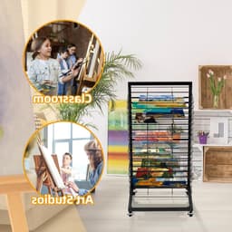LIVIA HOME- Fotodroogrek Mobiel met 18 Planken - Vergrendelbare Wielen - Functioneel Design - Opbergoplossing voor Kunstwerken - Afmetingen 42 x 30 x 77 cm - Droogrek — thumbnail 2