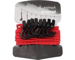 Camping Waslijn - Reis Waslijn - Buiten Kleding Drogen - Reflecterende Staaldraad - Verstelbare Lengte - Rood