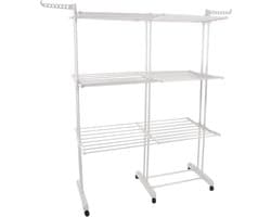 Droogrek Toren - Wasdroger Uittrekbaar - Kleding Drogen - Opvouwbare Vleugels - 75-132cm - Wit