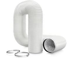 Afvoerslang - Flexibele slang - Ventilatie - Versterkte aluminiumfolie - 125 mm x 5 m - Wit