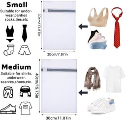 Dailygoods- Waszak 4-delig - Wasnet met Ritssluiting - Klein/Formaat - 30 x 40 cm/20 x 30 cm - Bescherming Gevoelig Wasgoed - Ideaal voor Ondergoed/Sokken — thumbnail 2