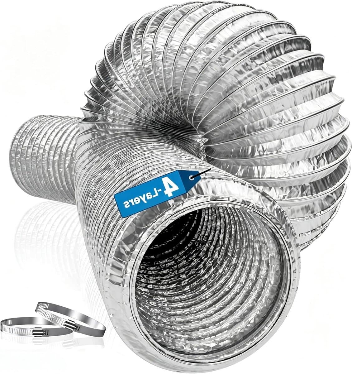 Afvoerslang Aluminium - Flexibele Buis - Luchtgeleiding - Duurzaam Materiaal - 100 mm 2.5 meter - Aluminiumkleur — afbeelding 1