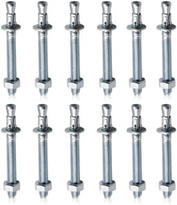Boutenankers Set - Spieankers Schroeven - Zware Bevestiging Beton - Snelle Montage Tijdloos - M10x110mm 12 Stuks - Zilverkleurig — thumbnail 5