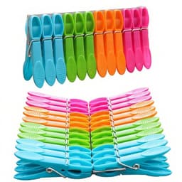 Verpakking met 48 wasknijpers, antislip en stevig, met duurzame veren, verkrijgbaar in diverse kleuren, gemaakt van kunststof, geschikt voor het drogen van kleding in huis, tuin, binnen en buiten. — thumbnail 1