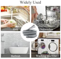 Universele afvoerslangen voor Wasmachines, Droger en Vaatwasser - Instelbare Diameter 20-38 mm met 1 Adapter en 4 Slangklemmen — thumbnail 4
