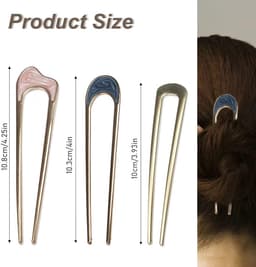 6x Metalen U-Vormige Haarspelden voor Chignon en Kapsels - Sterke Vorkstokken — thumbnail 3