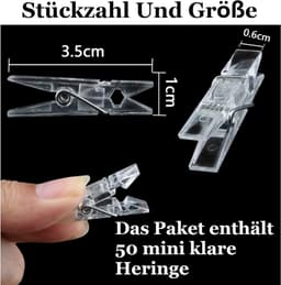 Hangende clips 50 stuks - Transparante wasknijpers en mini-klemmen voor fotos en lichtsnoeren — thumbnail 5
