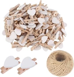25 Stuks Witte Mini Houten Hartvormige Wasknijpers voor Foto's en Ambachten — thumbnail 1