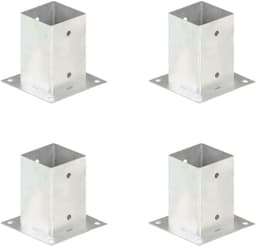 Paalankers 4 stuks - Paalhouders Fundering - Stevige Constructies Bouwen - Roestbestendig Gegalvaniseerd Metaal - 91 mm Vierkant - Zilver — thumbnail 1