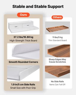 Werkblad/bovenblad voor wasmachine en droger - Met opbergruimte - Afmeting 137 x 69,9 cm - Plank, 2 lades en haken - Draagvermogen 113 kg - Voor wasruimte/linnenkast - Wit — thumbnail 3