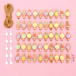 Allecto Plus - Houten Knijpers - 50 Mini Knijpers + 10 Meter Jute Touw - Decoratieve Clips voor Foto's, Knutselen en Patchwork — thumbnail 1