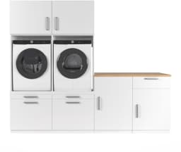 Wasophoogte® Wasmachine Kast Chicago - Wasmachine verhoger - Wasmachine ombouw - 700(D)*2530(B)*2110(H) mm - Wit — thumbnail 1