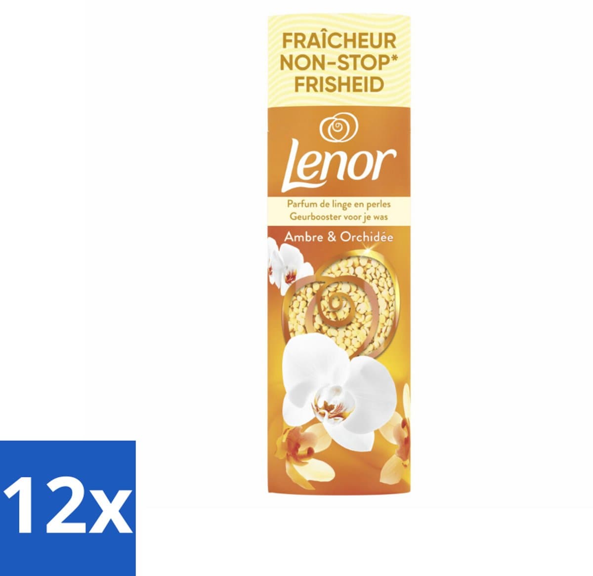 12 x Lenor - Geurbooster - Amber & Orchidee - Non-Stop Frisheid - 19 Wasbeurten - Lenor Geurbooster - Wasgeur - Geurparels - Langdurige Geur - Amber & Orchidee — afbeelding 1
