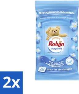 2 x Robijn - Morgenfris - Droogtrommeldoekjes - 20 Doekjes - Droogtrommeldoekjes - Wasdroger - Frisse Geur - Zachte Kleding - Kreukvrij — thumbnail 1