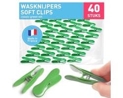 Premium wasknijpers soft clips - 40 stuks in groen-wit voor een duurzaam huishouden