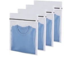 IMPERATORIS® Waszakjes voor Wasmachine - Bescherming voor Fijne Was en Schoenen - Mesh Wasnet met Rits - Voorkomt Slijtage - Set van 4 - Wit - 40 x 30 cm