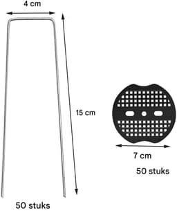 U-vorm grondpennen - Galvaniseerde grondankers - Voor tuinfolie en mulchdoek - 50 stuks - Zilver — thumbnail 2