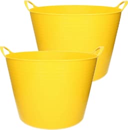 2x stuks flexibele kuip emmer/wasmand rond geel 43 liter - Opbergmanden — thumbnail 1