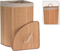 Bathroom Solutions Wasmand - bamboe hout - met deksel - naturel - 35 x 35 x 60 cm - 70 liter - opvouwbaar — thumbnail 1