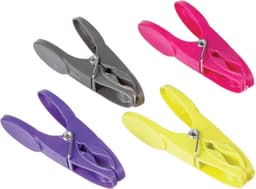 160x Stuks wasknijpers grijs, geel, paars en roze 8,5 cm van kunststof - Was ophangen - Was knijpers — thumbnail 4