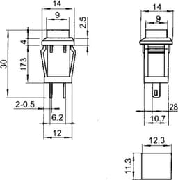 Schakelaar vierkant 10mm Momentary 250V/1A D-429B self-reset — thumbnail 2