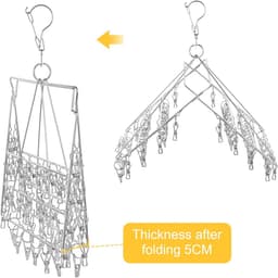 Sock Dryer Foldable Stainless Steel Space Saving Drying Rack for SockUnderwearBaby Clothes and Small Laundry Items - 52 Clips — thumbnail 3