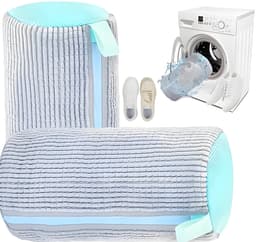 Schoenenwaszakken, 2 Stuks, Herbruikbare Waszakken voor Wasmachine met Ritssluiting, Grijs - Beschermt Sneakers en Hardloopschoenen Tijdens Het Wassen — thumbnail 1