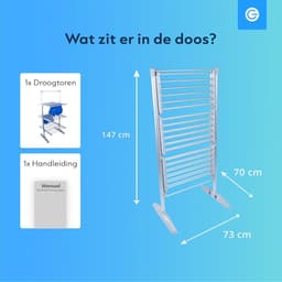 Elektrische Droogtoren | Inklapbaar Verwarmd Droogrek met 20 Verwarmde stangen & 4 Lagen | Wasrek Opvouwbaar voor Binnengebruik | 73x70x147 CM | Grijs — thumbnail 3