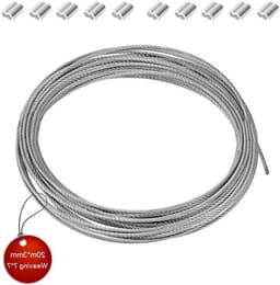 Roestvrijstalen Draadkabel - 20 meter - 3 mm diameter - Kabeldraad - met klemmen - voor wasgoed, lichtkettingen en decoratie — thumbnail 1