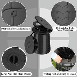 XXL Draagbaar Toilet, Bijgewerkt Reizen Lichtgewicht Toilet met Toiletbril Inklapbaar Intrekbaar Volwassenen Vissen Wandelen Verkeersfiles — thumbnail 4