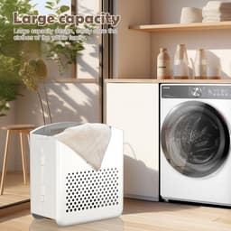 Wasmand, 27 liter, kunststof materiaal, opvouwbare vuile wasmand met handvat, robuuste ademende vuile wasmand voor badkamer, slaapkamer, wit — thumbnail 5