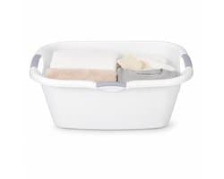 Storage Solutions wasmand - 35 liter - wit - kunststof - 68 x 46 x 25 cm - draagmand - met handvatten - lichtgewicht