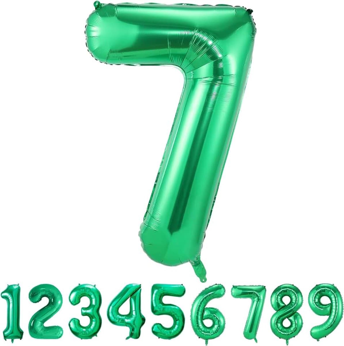 Ballon Nummer 7 Groen Folieballon XXL 40" - 101cm Verjaardag Decoratie Gigantische Ballonnummer Deco voor Verjaardag,Vliegt met Helium — afbeelding 1