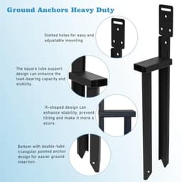 Grondankers reparatieset voor hekpalen - Eendelige ankerpalen met L-beugels (4 stuks, zwart) — thumbnail 2