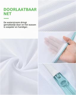 Wasnet voor de wasmachine - Mesh waszak met handvat en rits voor ondergoed en blouses - Set van 2, 40 x 50 cm, ideaal voor delicate kledingstukken en bescherming tijdens het wassen — thumbnail 4