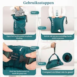 Waterdichte waszak voor reizen, lichtgewicht opbergzak met gesp, ideaal voor natte en droge kleding, perfect voor zwemmen, wandelen en kamperen — thumbnail 3