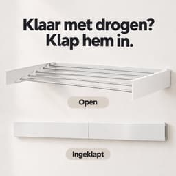 Lacardia Wanddroogrek Inklapbaar 100 cm - Wasrek Hangend - Wit - Wandgemonteerd Droogrek met 5 Meter Drooglengte — thumbnail 3