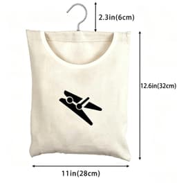 Wasknijperzak - 32 x 28 cm - Katoen canvas - 360° draaibare haak - Wit — thumbnail 5