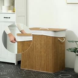 Wasmand 60x40x60cm Bruin Bamboe Wasmand Opbergmand Speelgoedmand Stevig en duurzaam Praktisch en mooi Eenvoudig schoon te maken Geschikt voor slaapkamer en badkamer — thumbnail 5