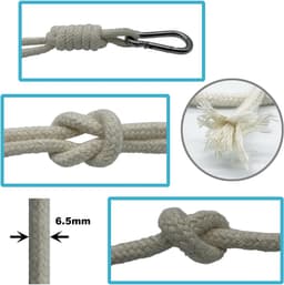 20 m natuurlijk katoen gevlochten touw waslijn 6,5 mm dik zacht katoenen touw voor buiten, tuin, doe-het-zelf ambachten, plantenhangers, woondecoraties, muur opknoping (20 m (66ft)) — thumbnail 3